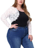 Plus Size Sheer Long Sleeve Open Front Cardigan Floral Lace Shrug
