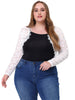 Plus Size Sheer Long Sleeve Open Front Cardigan Floral Lace Shrug