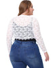 Plus Size Sheer Long Sleeve Open Front Cardigan Floral Lace Shrug