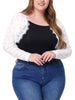 Plus Size Sheer Long Sleeve Open Front Cardigan Floral Lace Shrug