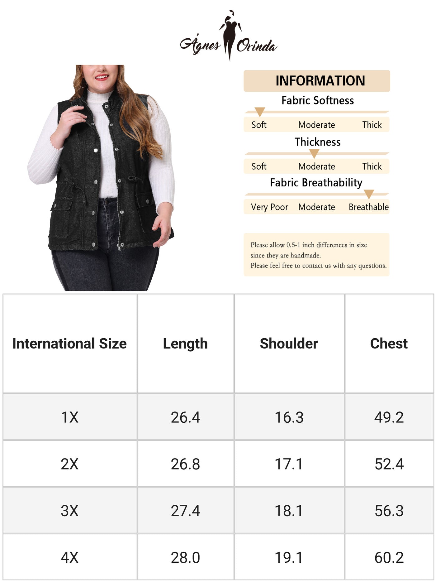 Bublédon Plus Size Utility Vest for Women Lightweight Sleeveless Anorak Cargo Drawstring Jean Denim Jacket