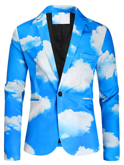 Casual Printed Blazer for Men's Patterned Slim Fit Prom Formal Sports Coat