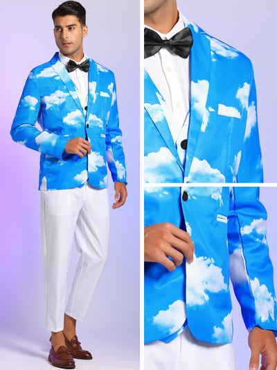 Casual Printed Blazer for Men's Patterned Slim Fit Prom Formal Sports Coat