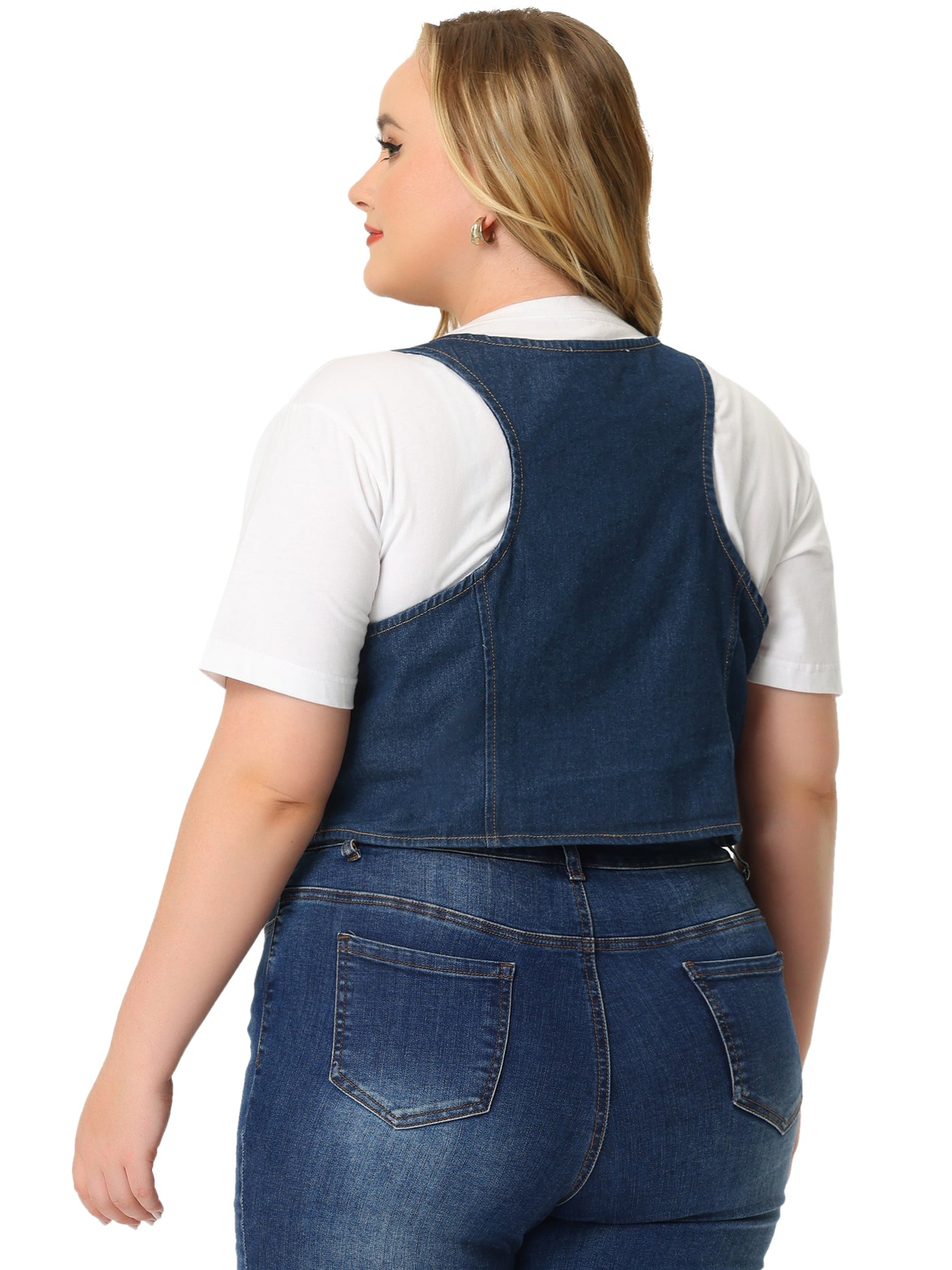 Bublédon Women's Plus Size Denim Sleeveless Jacket Button Up Vintage Jean Waistcoat Vests