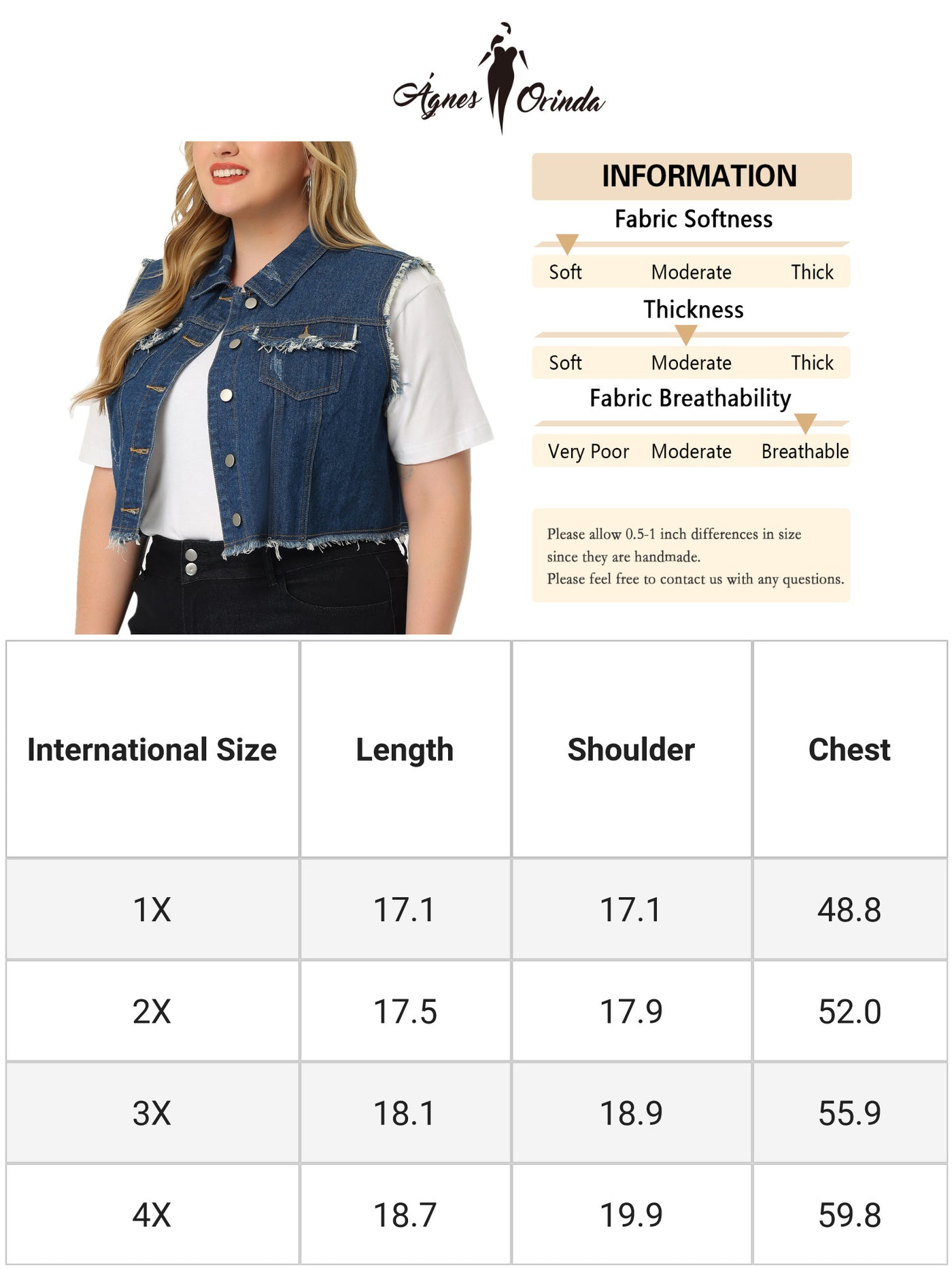 Bublédon Women's Plus Size Denim Vest Button Down Sleeveless Crop Jean Vests