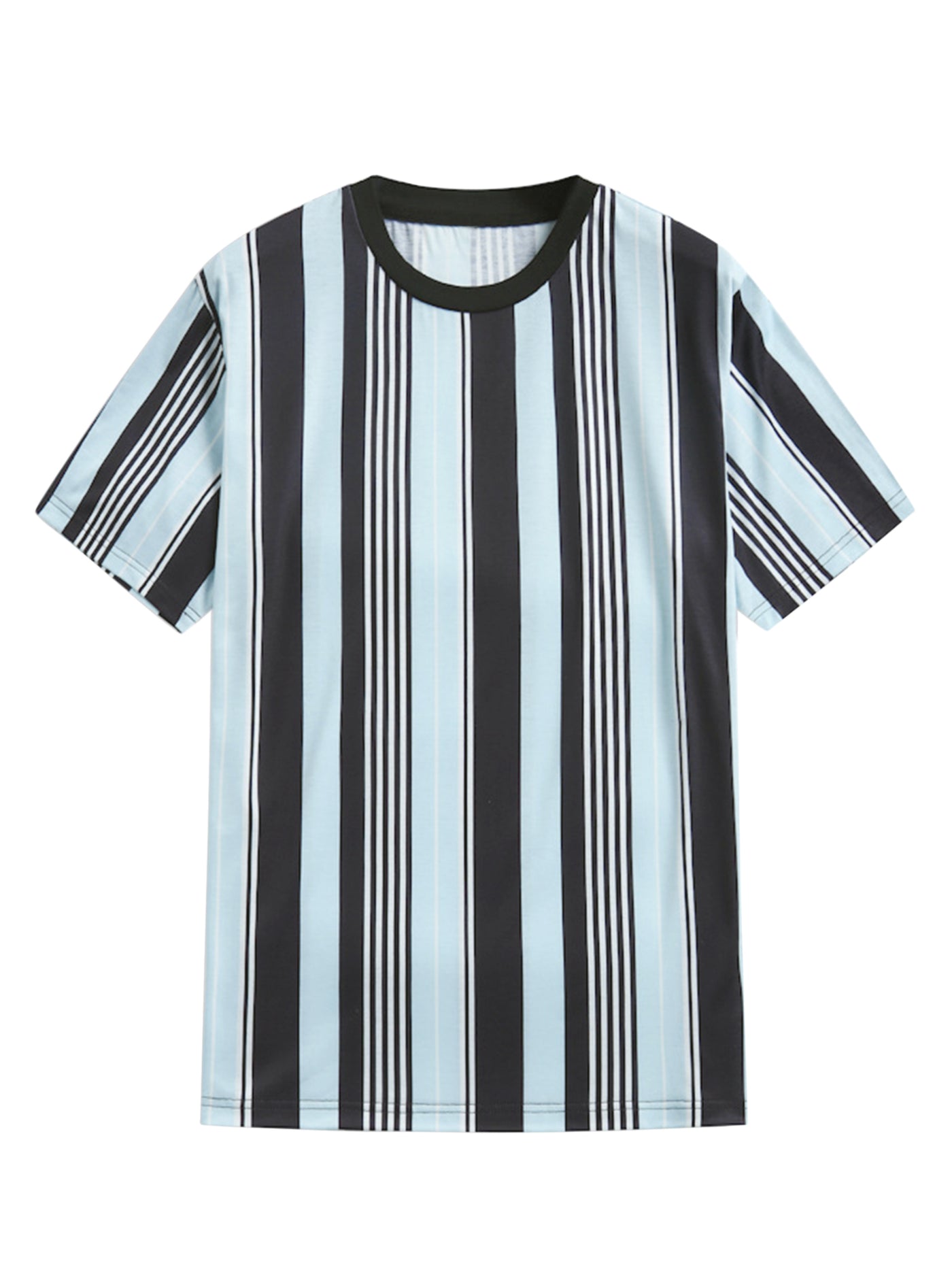 Bublédon Striped T-Shirt for Men's Summer Crew Neck Short Sleeves Stripes Printed Tee Tops