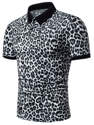Leopard Polo Shirts for Men's Short Sleeves Animal Printed Party Club Golf Shirt