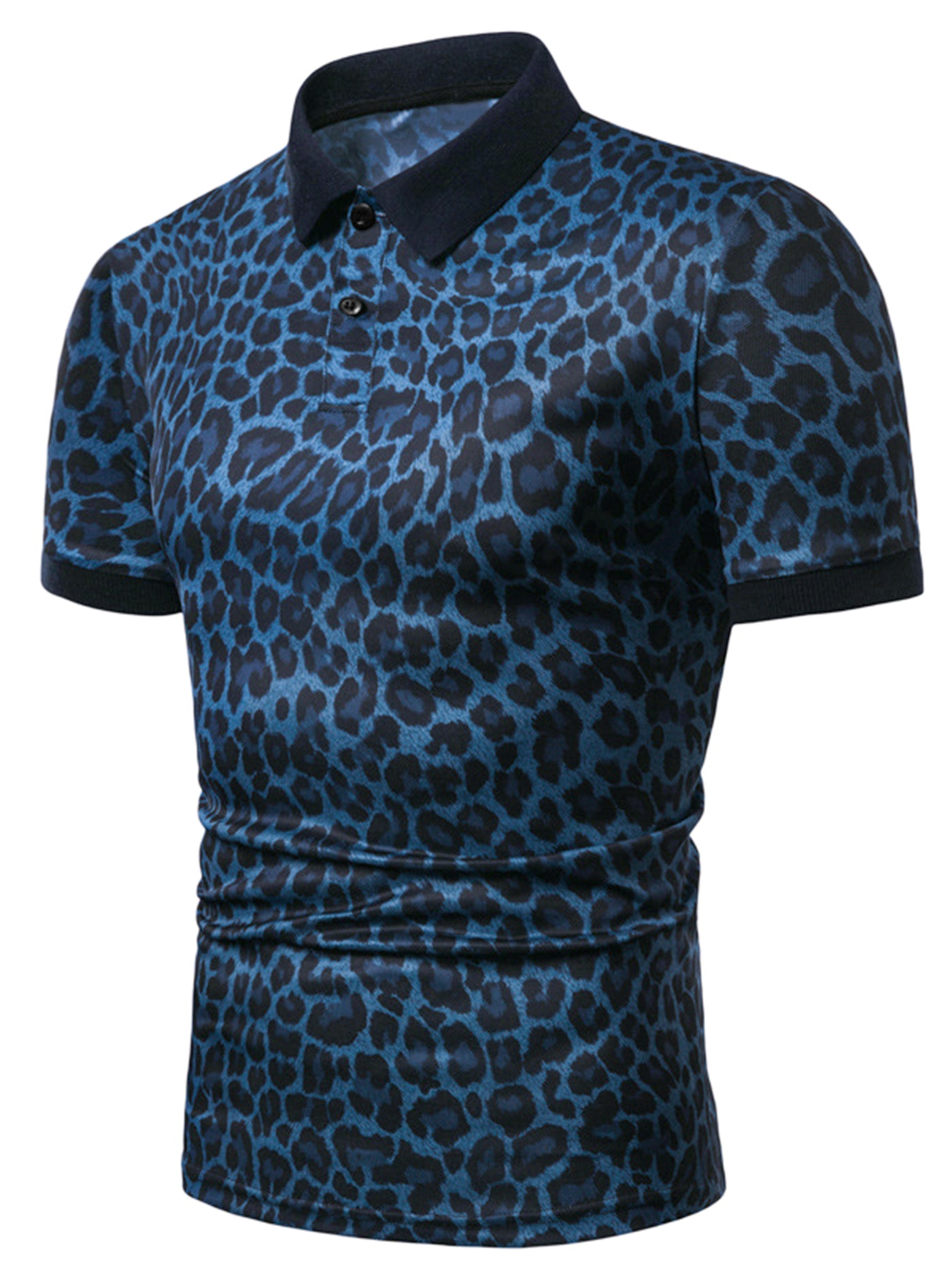 Bublédon Leopard Polo Shirts for Men's Short Sleeves Animal Printed Party Club Golf Shirt