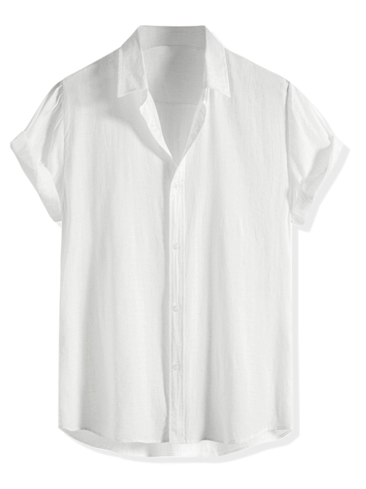 Bublédon Summer Shirts for Men's Solid Color Short Sleeve Button Down Regular Fit Hawaiian Shirt Tops