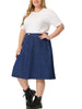 Relax Fit Denim Elastic Back A Line Skirt