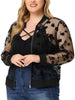 Mesh H Line Round Neck Long Sleeve Jacket