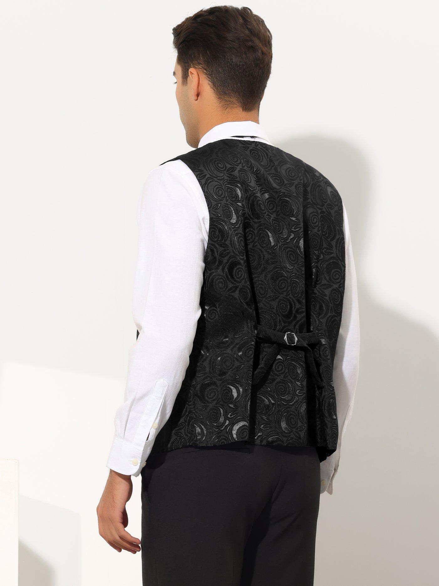 Bublédon Men's Suit Vest Slim Fit V-Neck Sleeveless Formal Floral Waistcoat