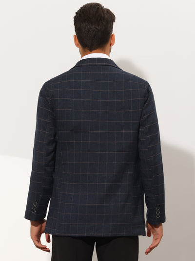 Men's Plaid Casual Slim Fit Two Button Checked Suit Blazer Jackets