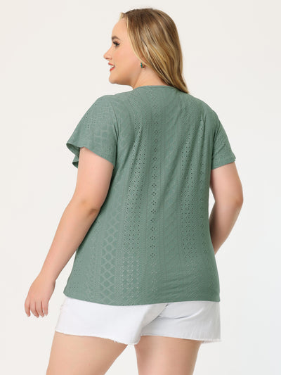 Knit Relax Fit V Neck Short Sleeve Blouse