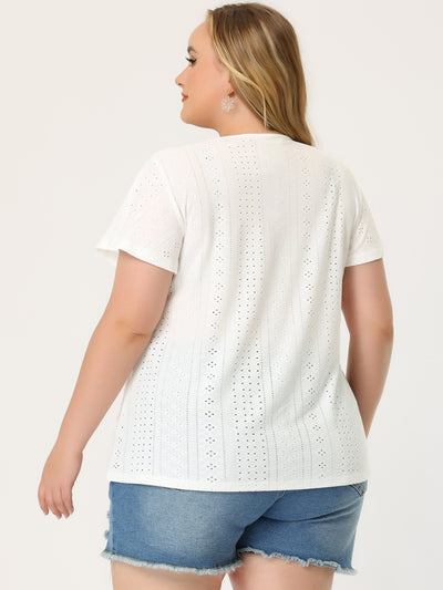 Knit Relax Fit V Neck Short Sleeve Blouse