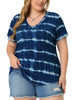Knit V Neck Short Sleeve High Low Blouse