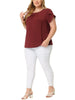 Woven H Line Round Neck Tulip Sleeve Blouse