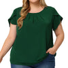 Woven H Line Round Neck Tulip Sleeve Blouse