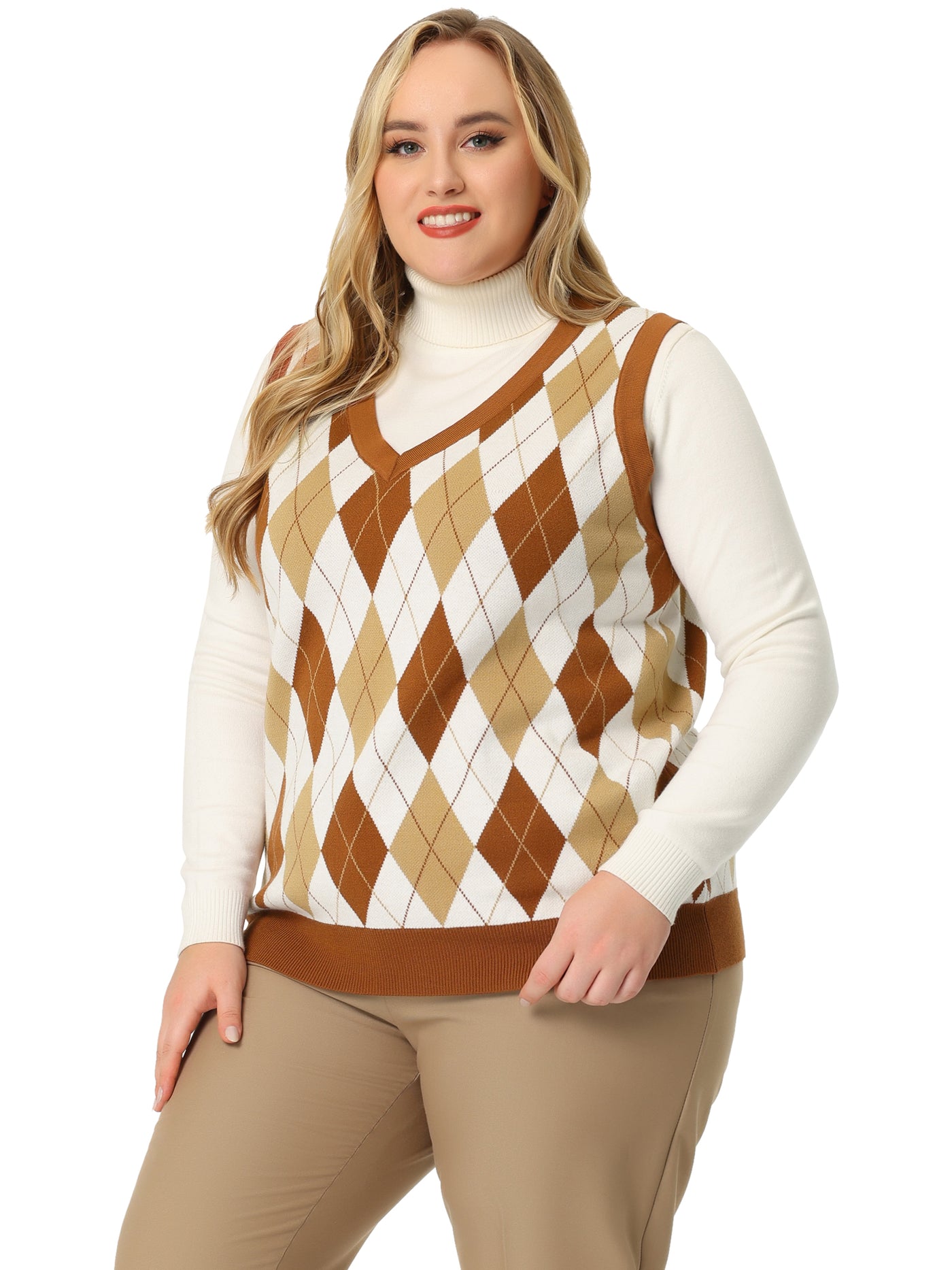 Bublédon Plus Size Vest for Women Cable Knit Sleeveless Pullover Sweater Vests