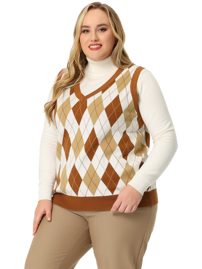 Plus Size Vest for Women Cable Knit Sleeveless Pullover Sweater Vests