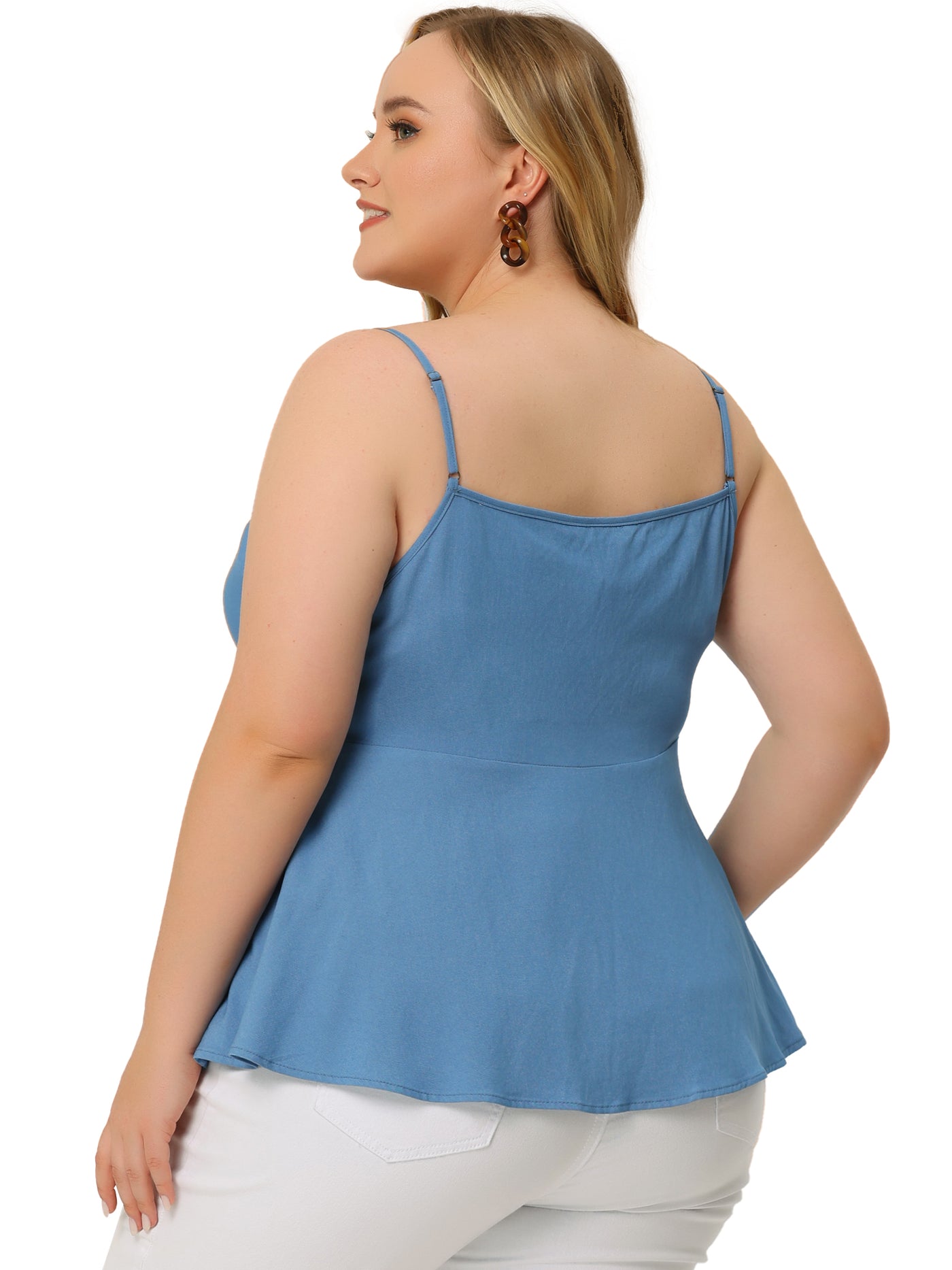 Bublédon Chambray Relax Fit Button Decor Camisole