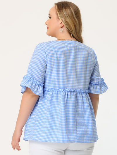 Woven A Line Sweetheart Neck Elbow Sleeve Blouse