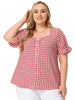Woven H Line Sweetheart Neck Elastic Cuff Blouse