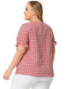 Woven H Line Sweetheart Neck Elastic Cuff Blouse