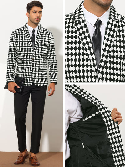Men's Checked Blazer Slim Fit Casual Lightweight Formal Plaid Sports Coat