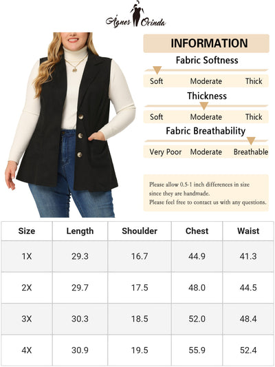 Women's Plus Size Vests Long Sleeveless Casual Lapel Suede Vest