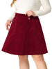 A Line Woven Elastic Waist Button Decor Skirt