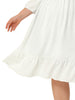 X Line Woven 3/4 Sleeve Swiss Dot Smock Waist Dress