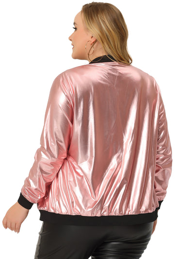 Glitter H Line Long Sleeve Two Tone Jacket