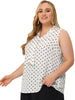 Woven H Line Polka Dot V Neck Sleeveless Blouse