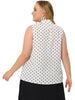 Woven H Line Polka Dot V Neck Sleeveless Blouse