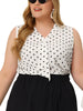 Woven H Line Polka Dot V Neck Sleeveless Blouse