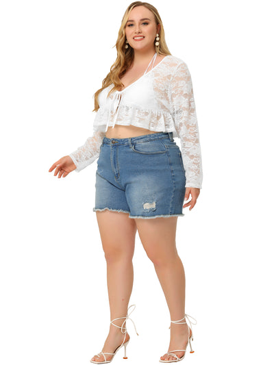 Plus Size Shrug for Women Bolero Crop Summer Lace Sheer Loose Cardigans