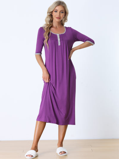 Bublédon Womens Sleepwear Lounge Long Dress with Pockets Soft Nightshirt Pajama Nightgown