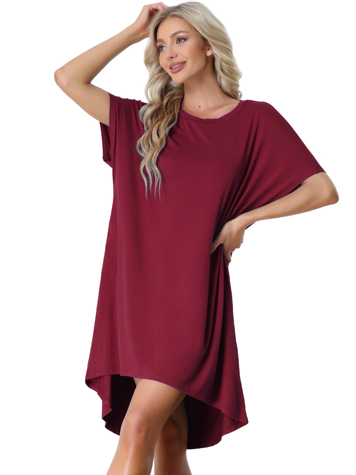 Bublédon Womens Sleepwear Soft Pajama Batwing Sleeve Nightshirt Lounge Dress Nightgown