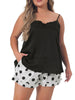 Satin H Line Coin Dot V Neck Ruffle Trim Camisole
