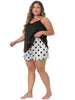 Satin H Line Coin Dot V Neck Ruffle Trim Camisole