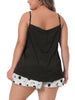 Satin H Line Coin Dot V Neck Ruffle Trim Camisole