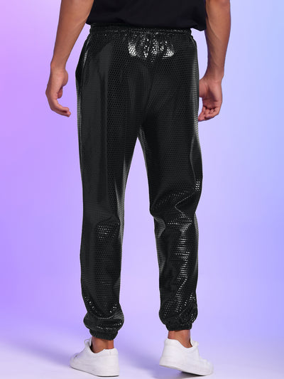 Men's Sparkly Metallic Nightclub Disco Shiny Sequin Joggers Pants