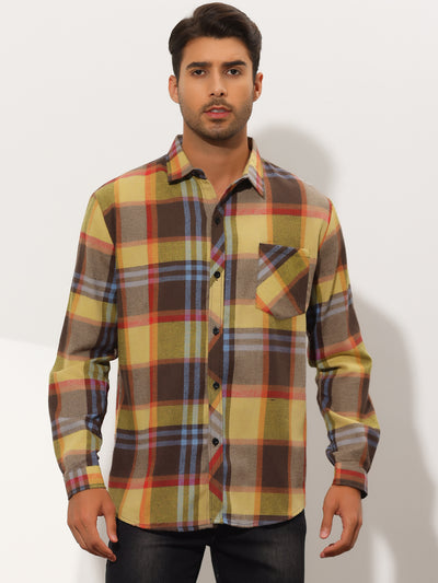 Men's Plaid Casual Long Sleeve Button Up Western Checkered Shirts