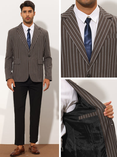 Men's Contrasting Color Striped Notched Lapel Single Breasted Blazer