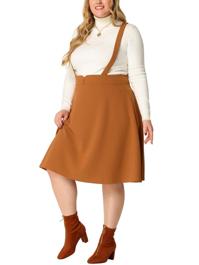 A Line Knit Button Decor Suspender Skirt
