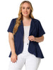 Knit X Line Notched Lapel Short Sleeve Blazer