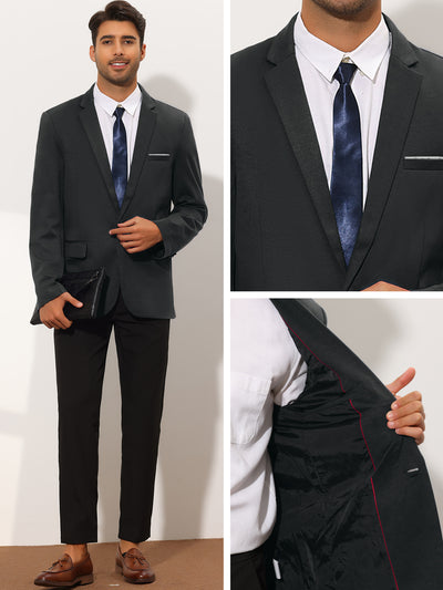 Men's Business Slim Fit One Button Solid Color Office Blazer