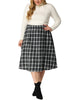 A Line Below The Knee Woven Tartan Flare Skirt
