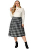 A Line Below The Knee Woven Tartan Flare Skirt